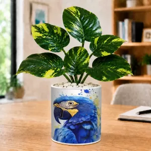Artificial Tree Ceramic Photo Pot With White Stones 3x4 Inch (F166830)