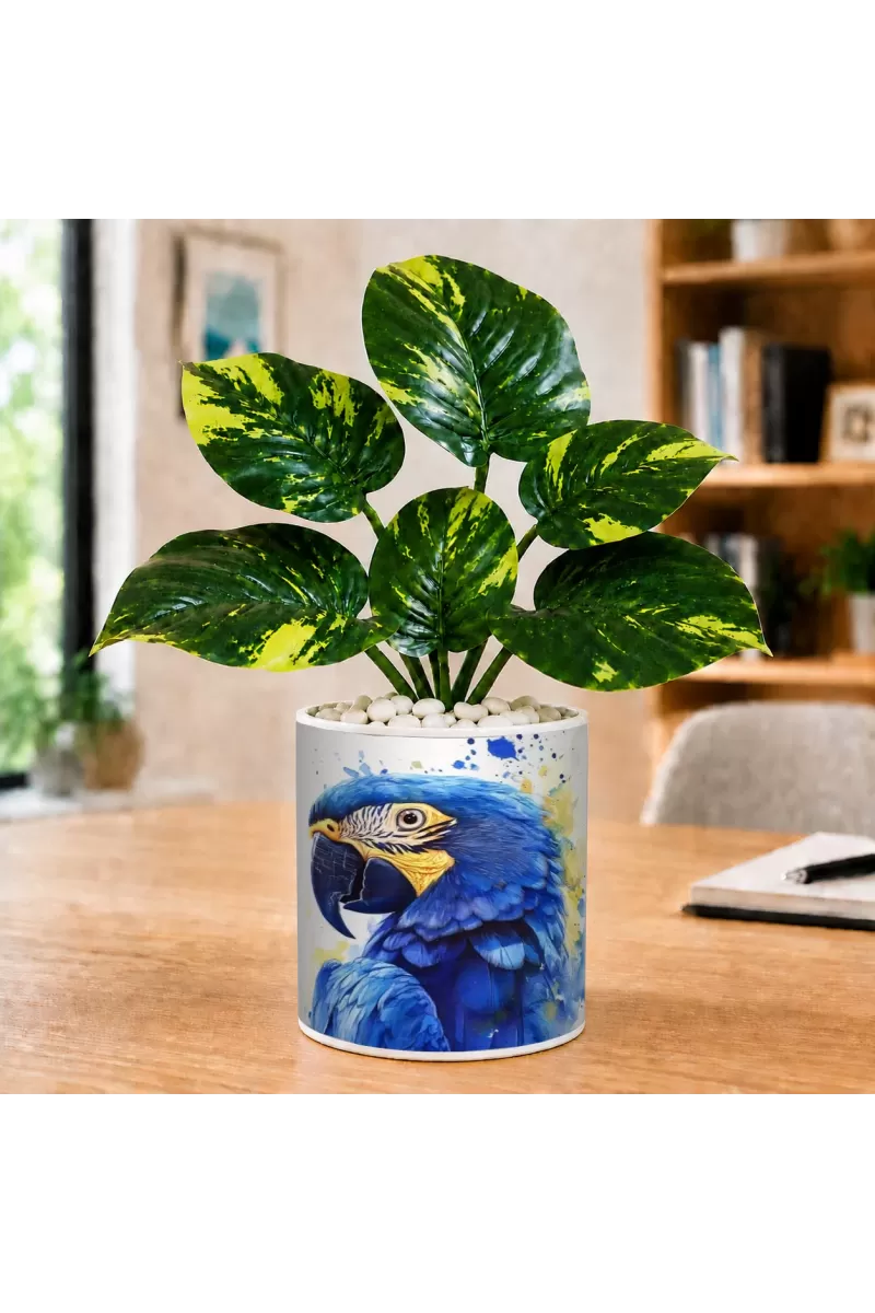 Artificial Tree Ceramic Photo Pot With White Stones 3x4 Inch (F166830)