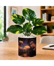 Artificial Tree Ceramic Photo Pot With White Stones 3x4 Inch (F166832)