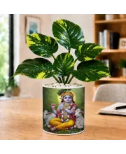 Artificial Tree Ceramic Photo Pot With White Stones 3x4 Inch (F166833)