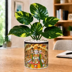Artificial Tree Ceramic Photo Pot With White Stones 3x4 Inch (F166836) Artificial Tree Ceramic Photo Pot With White Stones 3x4 Inch (F166836)