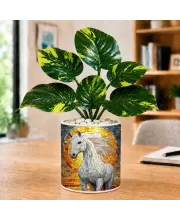 Artificial Tree Ceramic Photo Pot With White Stones 3x4 Inch (F166839)