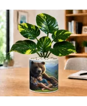 Artificial Tree Ceramic Photo Pot With White Stones 3x4 Inch (F166843)