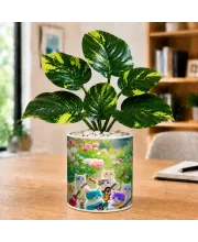 Artificial Tree Ceramic Photo Pot With White Stones 3x4 Inch (F166844)