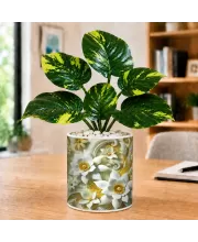Artificial Tree Ceramic Photo Pot With White Stones 3x4 Inch (F166847)