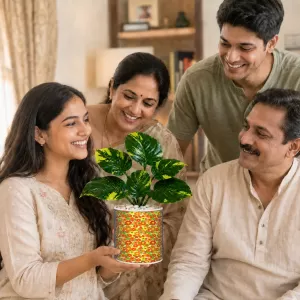 Artificial Tree Ceramic Photo Pot With White Stones 3x4 Inch (F165067) Artificial Tree Ceramic Photo Pot With White Stones 3x4 Inch (F165067)