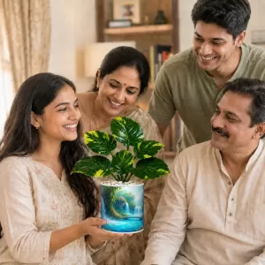 Artificial Tree Ceramic Photo Pot With White Stones 3x4 Inch (F165929) Artificial Tree Ceramic Photo Pot With White Stones 3x4 Inch (F165929)