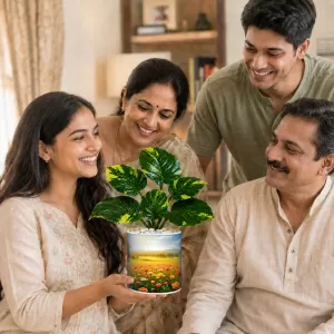 Artificial Tree Ceramic Photo Pot With White Stones 3x4 Inch (F166610) Artificial Tree Ceramic Photo Pot With White Stones 3x4 Inch (F166610)