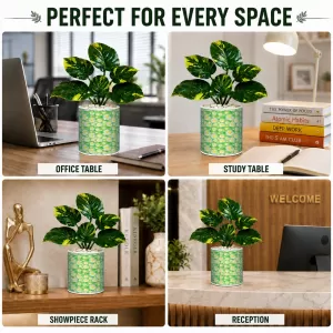 Artificial Tree Ceramic Photo Pot With White Stones 3x4 Inch (F164541)