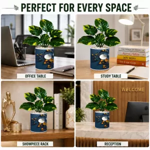 Artificial Tree Ceramic Photo Pot With White Stones 3x4 Inch (F164635)