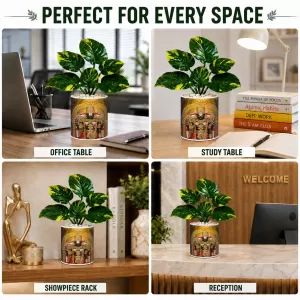 Artificial Tree Ceramic Photo Pot With White Stones 3x4 Inch (F164710)