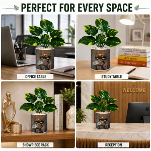 Artificial Tree Ceramic Photo Pot With White Stones 3x4 Inch (F164722)