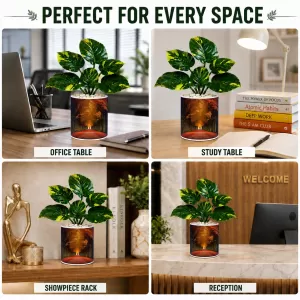 Artificial Tree Ceramic Photo Pot With White Stones 3x4 Inch (F164752)