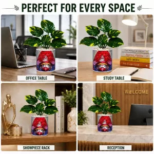 Artificial Tree Ceramic Photo Pot With White Stones 3x4 Inch (F164758)