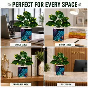Artificial Tree Ceramic Photo Pot With White Stones 3x4 Inch (F165121)