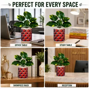 Artificial Tree Ceramic Photo Pot With White Stones 3x4 Inch (F165182)