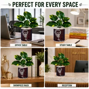 Artificial Tree Ceramic Photo Pot With White Stones 3x4 Inch (F165231)