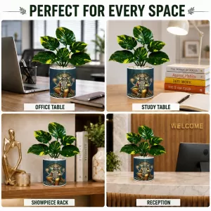 Artificial Tree Ceramic Photo Pot With White Stones 3x4 Inch (F165240)