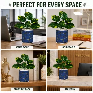 Artificial Tree Ceramic Photo Pot With White Stones 3x4 Inch (F165669)
