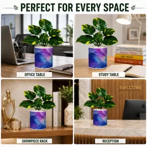 Artificial Tree Ceramic Photo Pot With White Stones 3x4 Inch (F165709)