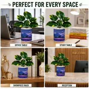 Artificial Tree Ceramic Photo Pot With White Stones 3x4 Inch (F166027)