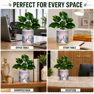 Artificial Tree Ceramic Photo Pot With White Stones 3x4 Inch (F166147)