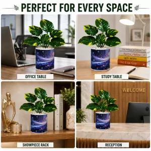 Artificial Tree Ceramic Photo Pot With White Stones 3x4 Inch (F166153)