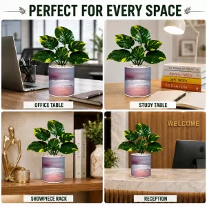 Artificial Tree Ceramic Photo Pot With White Stones 3x4 Inch (F166239)