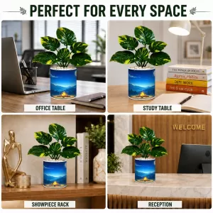 Artificial Tree Ceramic Photo Pot With White Stones 3x4 Inch (F166244)