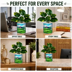 Artificial Tree Ceramic Photo Pot With White Stones 3x4 Inch (F166263)