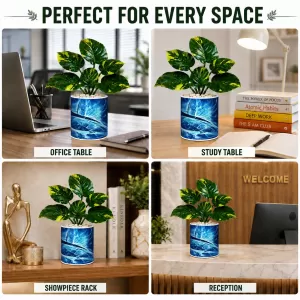 Artificial Tree Ceramic Photo Pot With White Stones 3x4 Inch (F166473)