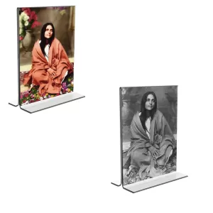 Car Desk/Table Top Maa Anandamayee Maa Acrylic T-Style Photo Stand - 2.5x3.5 Inches, Compact And Stylish Spiritual Display, Easily Change 2 Photos ( Pack Of 1 ) (F9208) Car Desk/Table Top Maa Anandamayee Maa Acrylic T-Style Photo Stand - 2.5x3.5 Inches, Compact And Stylish Spiritual Display, Easily Change 2 Photos ( Pack Of 1 ) (F9208)