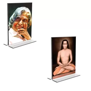 Car Desk/Table Top Sri Sri Yogananda & Mahavatar Babaji Acrylic T-Style Photo Stand - 2.5x3.5 Inches, Compact And Stylish Spiritual Display, Easily Change 2 Photos ( Pack Of 1 ) (F9216) Car Desk/Table Top Sri Sri Yogananda & Mahavatar Babaji Acrylic T-Style Photo Stand - 2.5x3.5 Inches, Compact And Stylish Spiritual Display, Easily Change 2 Photos ( Pack Of 1 ) (F9216)