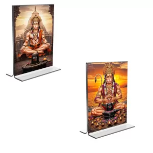 Car Desk/Table Top Sri Hanuman Acrylic T-Style Photo Stand - 2.5x3.5 Inches, Compact And Stylish Spiritual Display, Easily Change 2 Photos ( Pack Of 1 ) (F9218) Car Desk/Table Top Sri Hanuman Acrylic T-Style Photo Stand - 2.5x3.5 Inches, Compact And Stylish Spiritual Display, Easily Change 2 Photos ( Pack Of 1 ) (F9218)