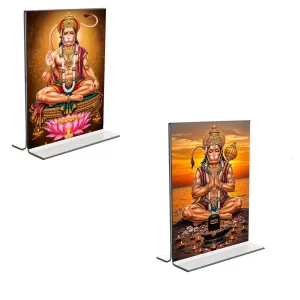 Car Desk/Table Top Sri Hanuman Acrylic T-Style Photo Stand - 2.5x3.5 Inches, Compact And Stylish Spiritual Display, Easily Change 2 Photos ( Pack Of 1 ) (F9220) Car Desk/Table Top Sri Hanuman Acrylic T-Style Photo Stand - 2.5x3.5 Inches, Compact And Stylish Spiritual Display, Easily Change 2 Photos ( Pack Of 1 ) (F9220)