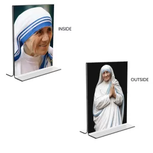 Car Desk/Table Top Mother Teresa Acrylic T-Style Photo Stand - 2.5x3.5 Inches, Compact And Stylish Spiritual Display, Easily Change 2 Photos ( Pack Of 1 ) (F9223) Car Desk/Table Top Mother Teresa Acrylic T-Style Photo Stand - 2.5x3.5 Inches, Compact And Stylish Spiritual Display, Easily Change 2 Photos ( Pack Of 1 ) (F9223)