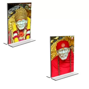 Car Desk/Table Top Sai Baba Acrylic T-Style Photo Stand - 2.5x3.5 Inches, Compact And Stylish Spiritual Display, Easily Change 2 Photos ( Pack Of 1 ) (F9227) Car Desk/Table Top Sai Baba Acrylic T-Style Photo Stand - 2.5x3.5 Inches, Compact And Stylish Spiritual Display, Easily Change 2 Photos ( Pack Of 1 ) (F9227)