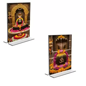 Car Desk/Table Top Lord Shiva Lingam Acrylic T-Style Photo Stand - 2.5x3.5 Inches, Compact And Stylish Spiritual Display, Easily Change 2 Photos ( Pack Of 1 ) (F9230) Car Desk/Table Top Lord Shiva Lingam Acrylic T-Style Photo Stand - 2.5x3.5 Inches, Compact And Stylish Spiritual Display, Easily Change 2 Photos ( Pack Of 1 ) (F9230)