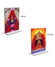 Car Desk/Table Top Tara Maa  Acrylic T-Style Photo Stand - 2.5x3.5 Inches, Compact And Stylish Spiritual Display, Easily Change  2 Photos ( Pack Of 1 ) (F9234)