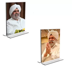 Car Desk/Table Top Sant Rajinder Singh Ji Maharaj Acrylic T-Style Photo Stand - 2.5x3.5 Inches, Compact And Stylish Spiritual Display, Easily Change 2 Photos ( Pack Of 1 ) (F9229) Car Desk/Table Top Sant Rajinder Singh Ji Maharaj Acrylic T-Style Photo Stand - 2.5x3.5 Inches, Compact And Stylish Spiritual Display, Easily Change 2 Photos ( Pack Of 1 ) (F9229)