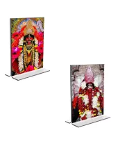 Car Desk/Table Top Maa Tara  Acrylic T-Style Photo Stand - 2.5x3.5 Inches, Compact And Stylish Spiritual Display, Easily Change  2 Photos ( Pack Of 1 ) (F9237)