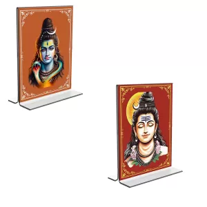 Car Desk/Table Top Lord Shiva Acrylic T-Style Photo Stand - 2.5x3.5 Inches, Compact And Stylish Spiritual Display, Easily Change 2 Photos ( Pack Of 1 ) (F9261) Car Desk/Table Top Lord Shiva Acrylic T-Style Photo Stand - 2.5x3.5 Inches, Compact And Stylish Spiritual Display, Easily Change 2 Photos ( Pack Of 1 ) (F9261)