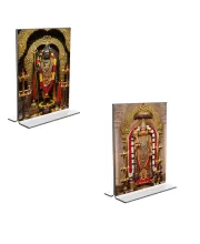 Car Desk/Table Top Lord Shiva & Sri Hanuman  Acrylic T-Style Photo Stand - 2.5x3.5 Inches, Compact And Stylish Spiritual Display, Easily Change  2 Photos ( Pack Of 1 ) (F9266)