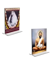 Car Desk/Table Top Sri Ramakrishna Paramhansa & Sarada Maa  Acrylic T-Style Photo Stand - 2.5x3.5 Inches, Compact And Stylish Spiritual Display, Easily Change  2 Photos ( Pack Of 1 ) (F9271)