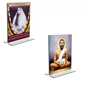 Car Desk/Table Top Sri Ramakrishna Paramhansa & Sarada Maa Acrylic T-Style Photo Stand - 2.5x3.5 Inches, Compact And Stylish Spiritual Display, Easily Change 2 Photos ( Pack Of 1 ) (F9271) Car Desk/Table Top Sri Ramakrishna Paramhansa & Sarada Maa Acrylic T-Style Photo Stand - 2.5x3.5 Inches, Compact And Stylish Spiritual Display, Easily Change 2 Photos ( Pack Of 1 ) (F9271)