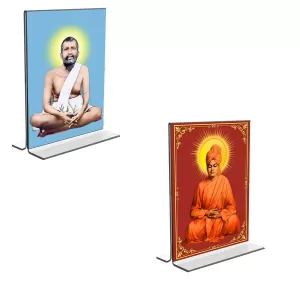 Car Desk/Table Top Sri Ramakrishna Paramhansa & Swami Vivekananda Acrylic T-Style Photo Stand - 2.5x3.5 Inches, Compact And Stylish Spiritual Display, Easily Change 2 Photos ( Pack Of 1 ) (F9273) Car Desk/Table Top Sri Ramakrishna Paramhansa & Swami Vivekananda Acrylic T-Style Photo Stand - 2.5x3.5 Inches, Compact And Stylish Spiritual Display, Easily Change 2 Photos ( Pack Of 1 ) (F9273)