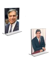 Car Desk/Table Top Sri Ratan Tata  Acrylic T-Style Photo Stand - 2.5x3.5 Inches, Compact And Stylish Spiritual Display, Easily Change  2 Photos ( Pack Of 1 ) (F9276)