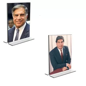 Car Desk/Table Top Sri Ratan Tata Acrylic T-Style Photo Stand - 2.5x3.5 Inches, Compact And Stylish Spiritual Display, Easily Change 2 Photos ( Pack Of 1 ) (F9276) Car Desk/Table Top Sri Ratan Tata Acrylic T-Style Photo Stand - 2.5x3.5 Inches, Compact And Stylish Spiritual Display, Easily Change 2 Photos ( Pack Of 1 ) (F9276)