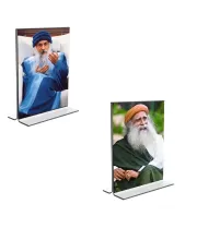 Car Desk/Table Top Osho  Acrylic T-Style Photo Stand - 2.5x3.5 Inches, Compact And Stylish Spiritual Display, Easily Change  2 Photos ( Pack Of 1 ) (F9277)