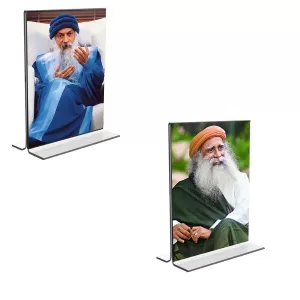 Car Desk/Table Top Osho  Acrylic T-Style Photo Stand - 2.5x3.5 Inches, Compact And Stylish Spiritual Display, Easily Change  2 Photos ( Pack Of 1 ) (F9277)